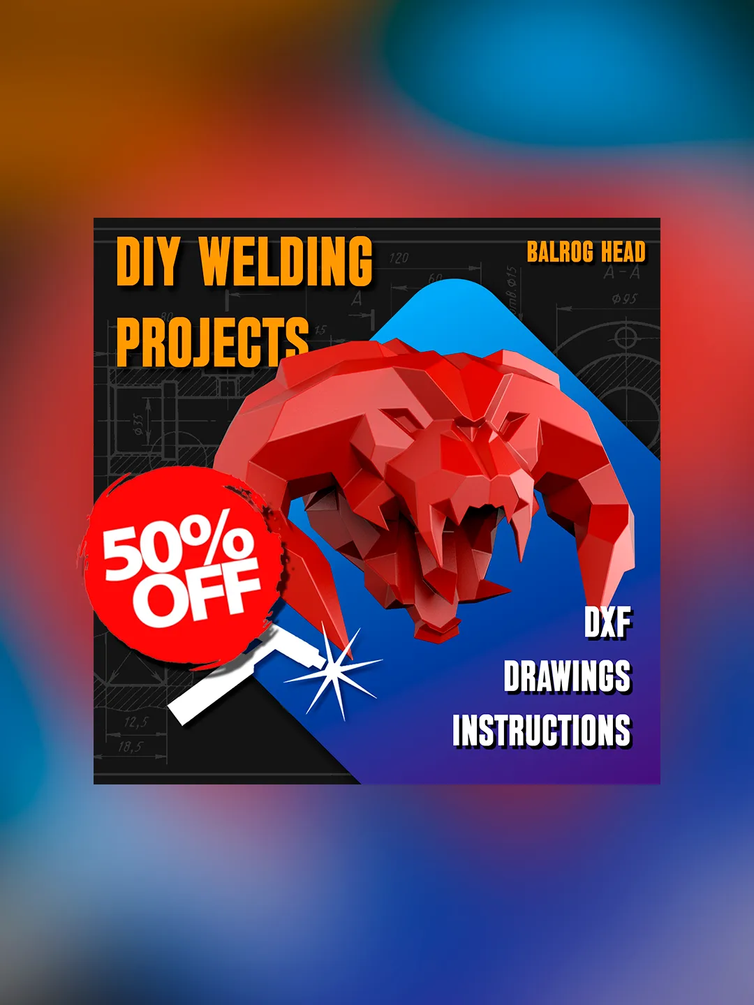 Welding Project Plans Drawings Balrog Head (DXF, PDF)
