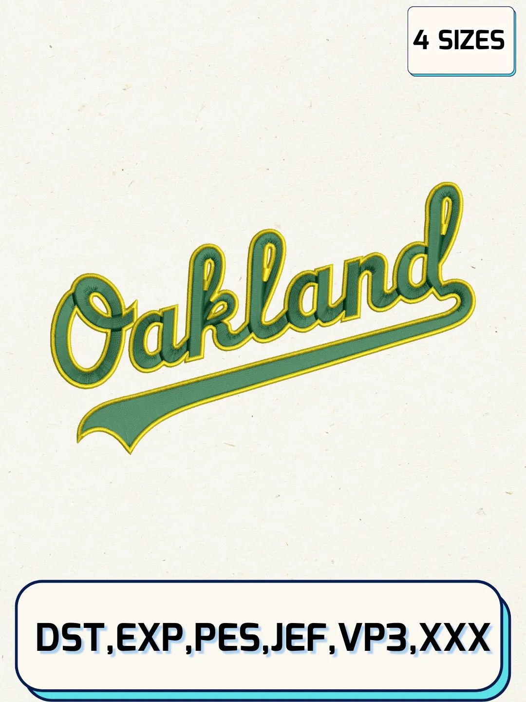 Oakland Athletics Logos Embroidery Design Files, MLB Logos Embroidery Designs, Machine Embroidery Files, 4 Sizes