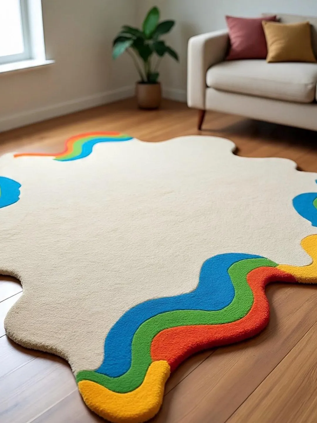Handmade Tufted Vibrant Rainbow Wool Area Rug