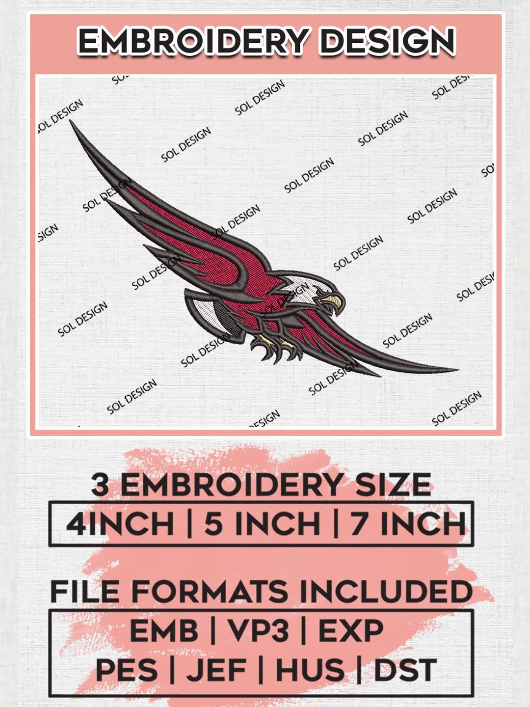 Boston College Eagles Mascot Embroidery Design Files, Ncaa Embroidery Design, NCAA Eagles Logo, Machine Embroidery Design, Digital Download