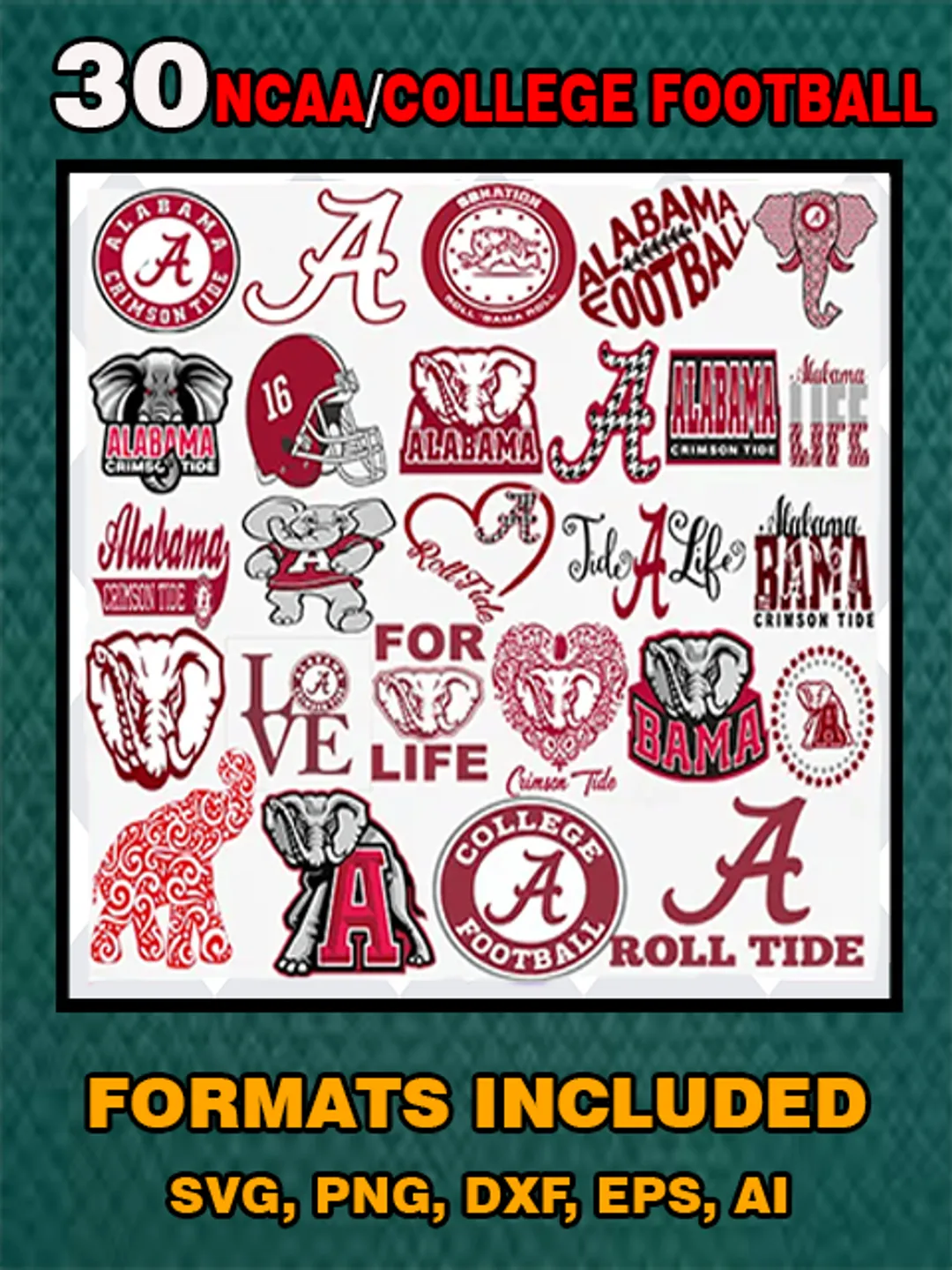 30 Alabama Crimson Tide college football SVG Bundle, NCAA SVG Files for ...