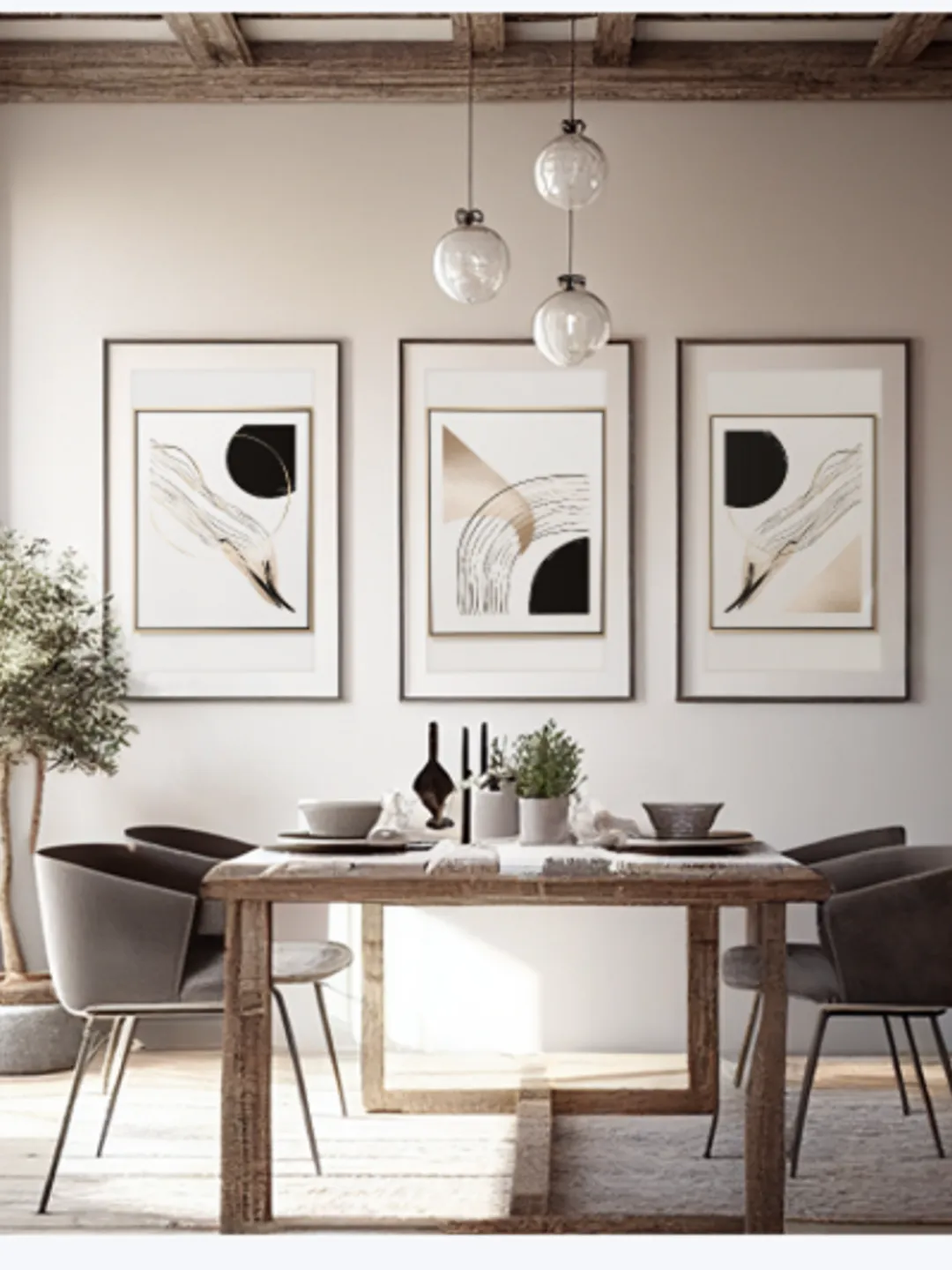 "The Modern Muse: 3-Piece Minimalist Abstract & Fine Line Wall Art"