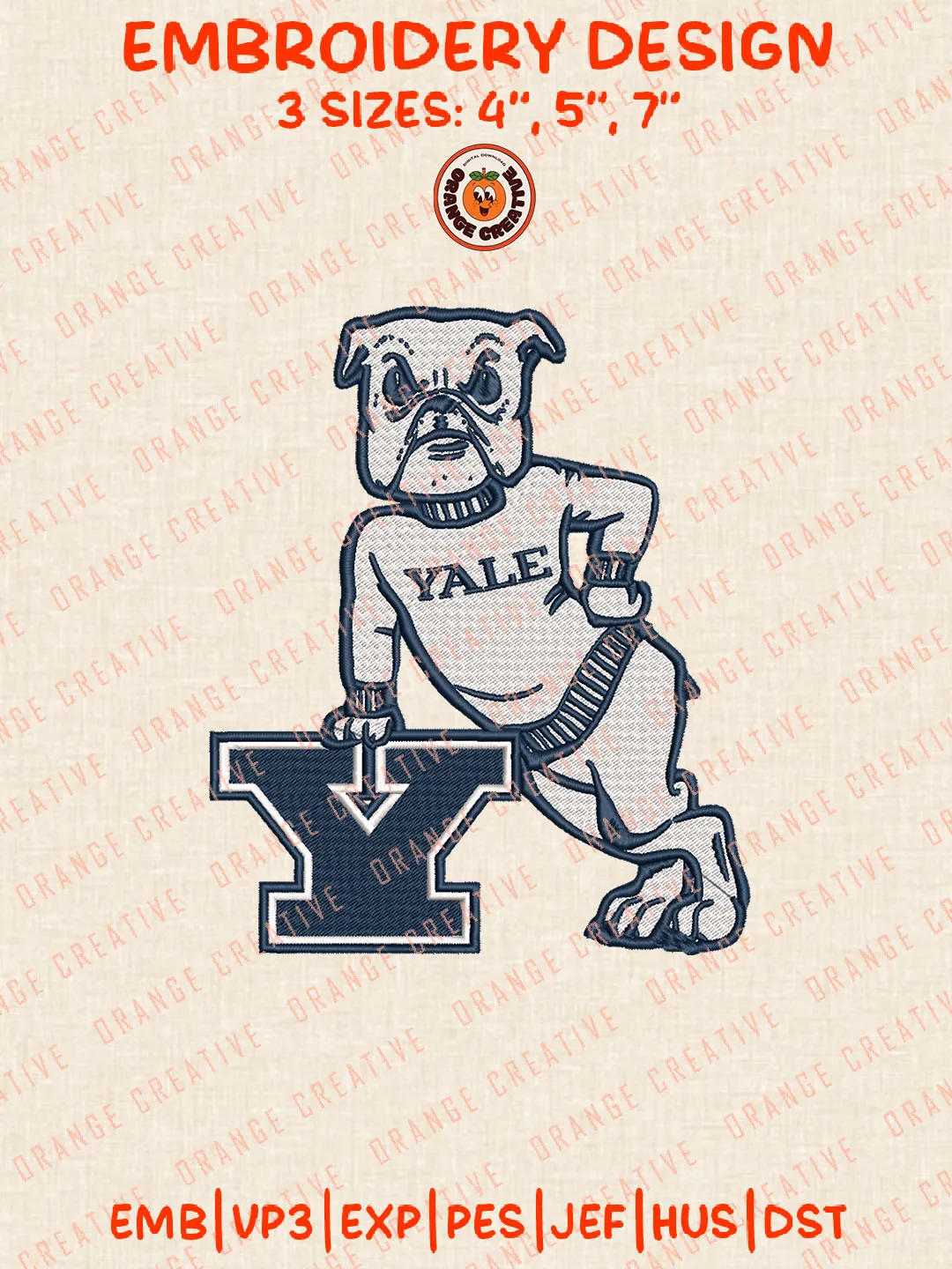 Yale Bulldogs Mascot Logo Embroidery Files, NCAA Yale Team Embroidery Designs, Yale Bulldogs Football Team Machine Embroidery Files, NCAA Machine Embroidery, Digital Download