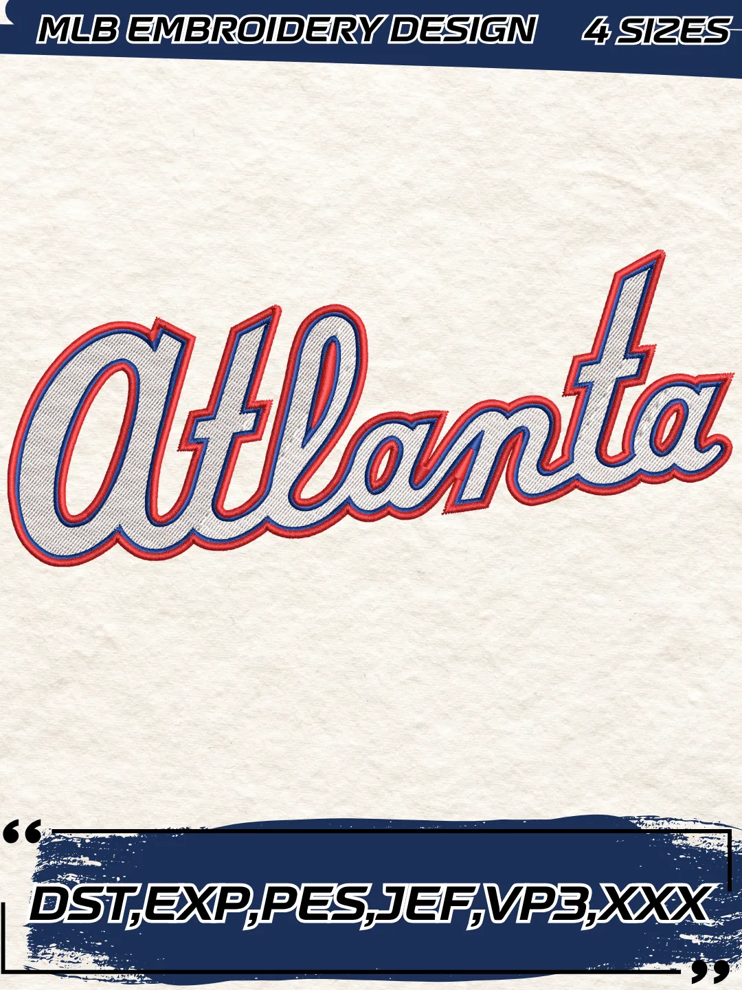 Atlanta Braves Jersey Logo Embroidery Design,MLB Logo Embroidery Design,Machine Embroidery Design File,4 Sizes, Digital Download