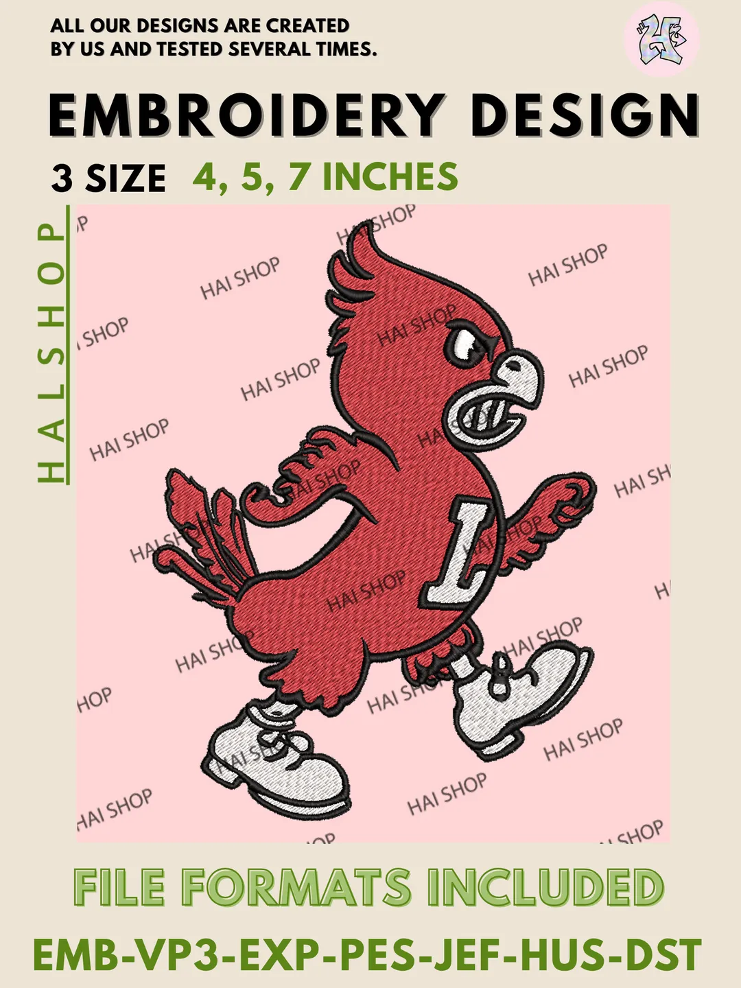 Louisville Cardinals Logo Machine Embroidery Design, NCAA Cardinals Embroidery Design Files, NCAA Embroidery Designs, Digital Download