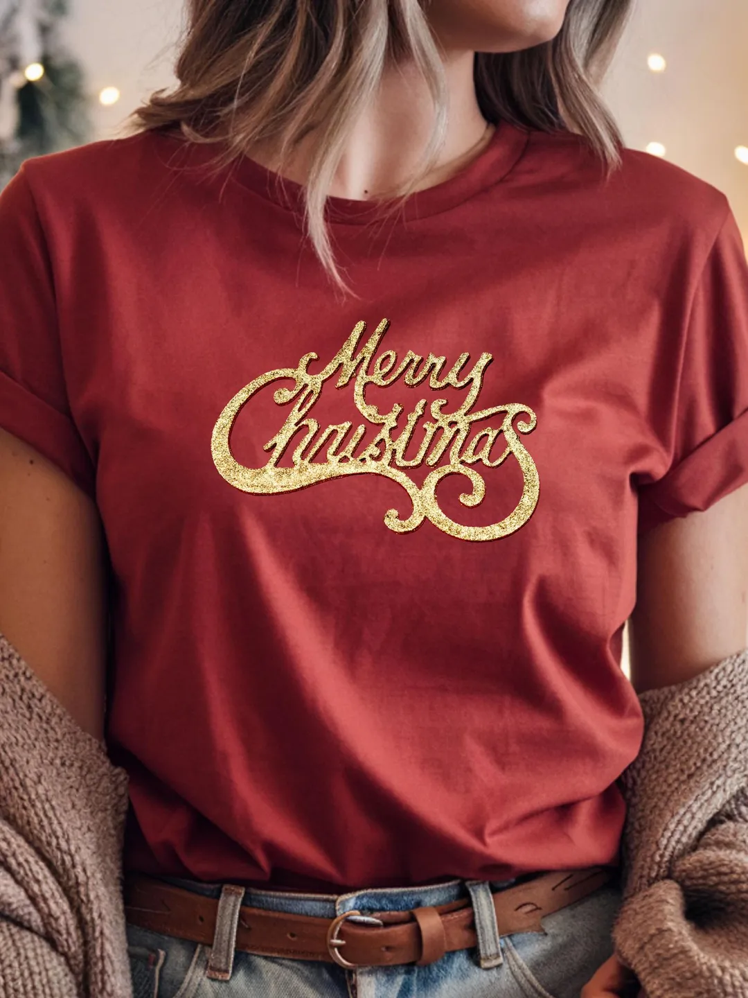 Merry Christmas T-Shirt, Unisex Holiday Tee, Custom Text Available