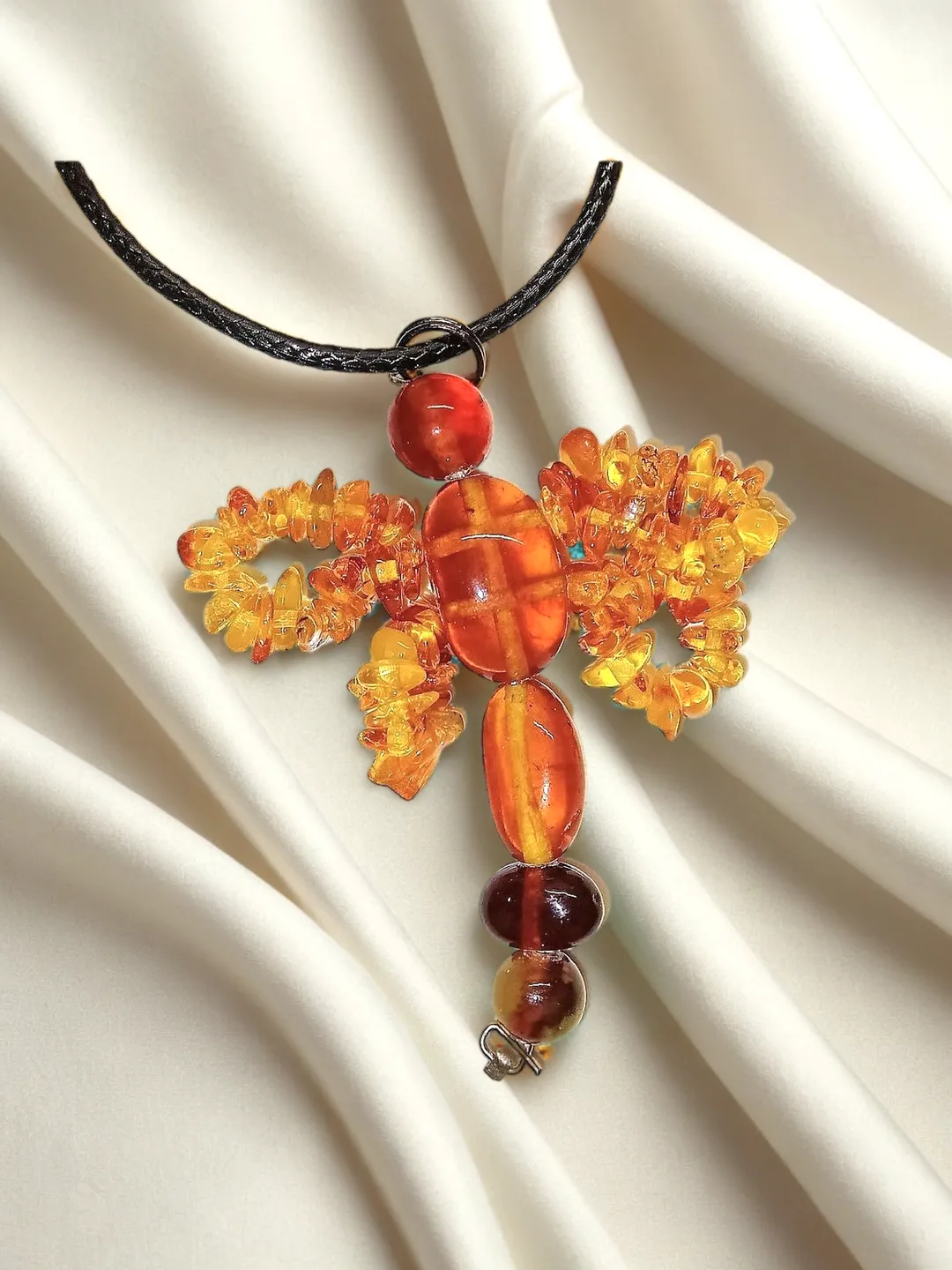 Natural Amber Dragonfly Necklace Insect Baltic Amber Pendant Nature Yellow Jewelry For Girls Her