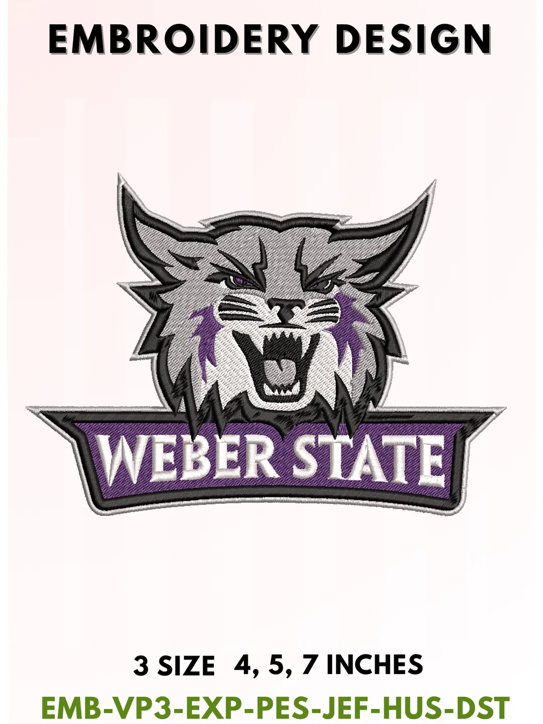 Wildcat Football Embroidery Design, College Sports Embroidery Files, Sports Machine Embroidery Files, 3 Sizes, Instant Download