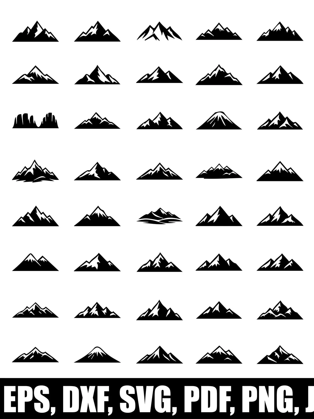 56 Mountain SVG Bundle, Mountain Peak SVG, Nature Landscape Cut Files, Hiking Mountain Clipart, Cricut SVG,