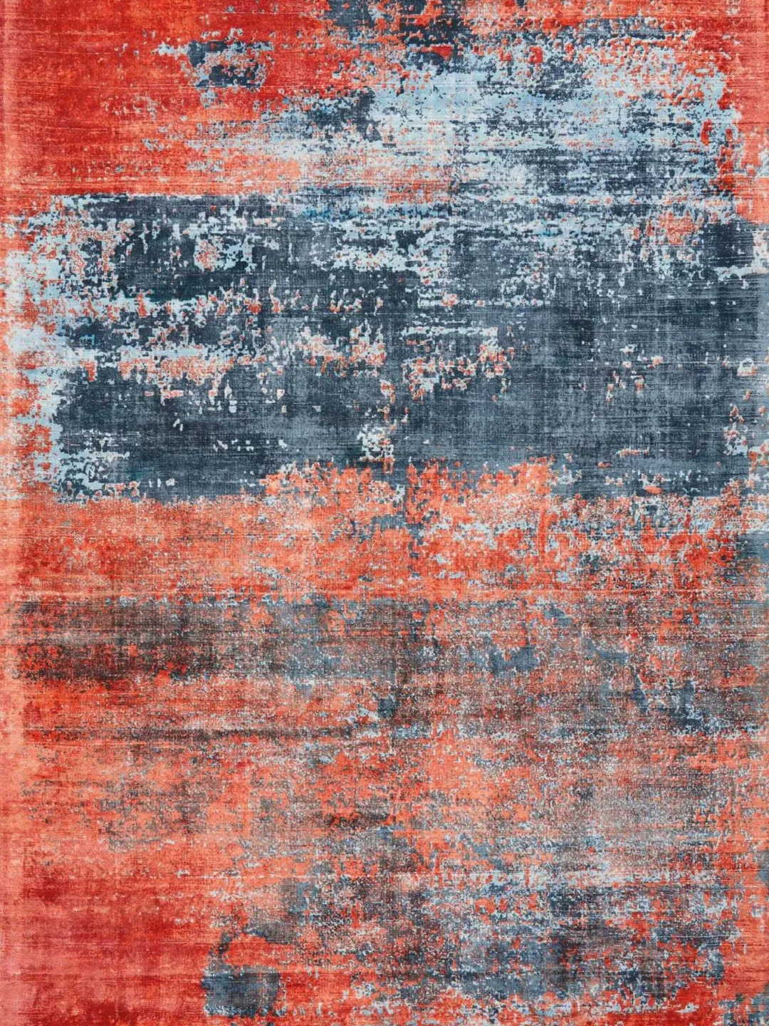 Abstract Viscose Area Rug | Modern Blue Red Watercolor Distressed ...