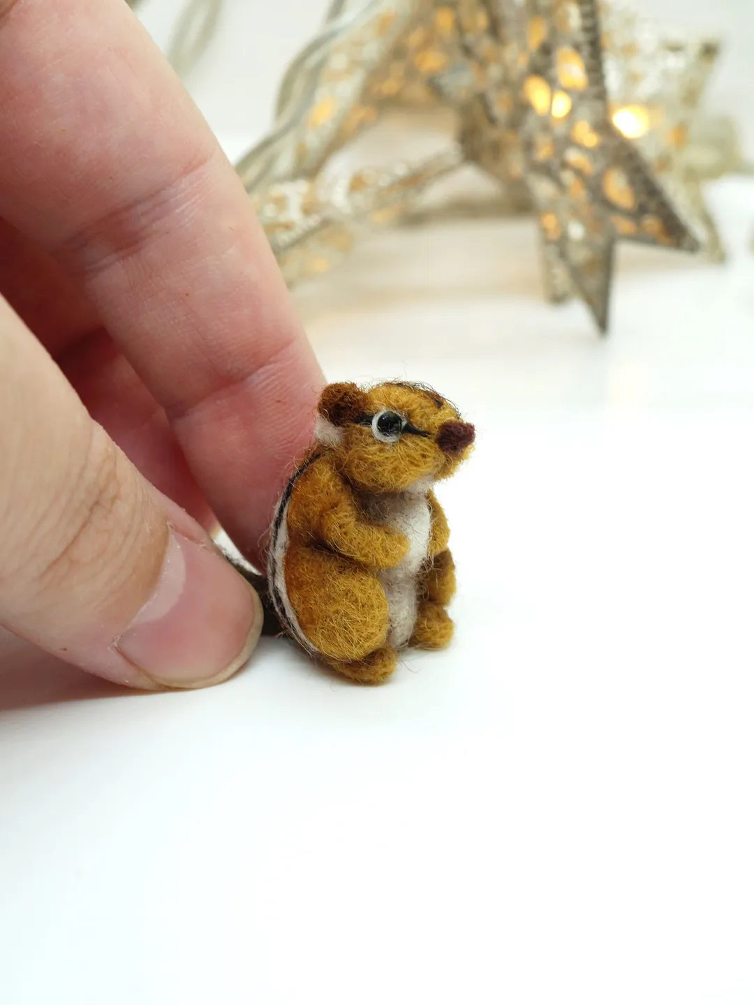 Tiny needle felted chipmunk, miniature needle felted animal