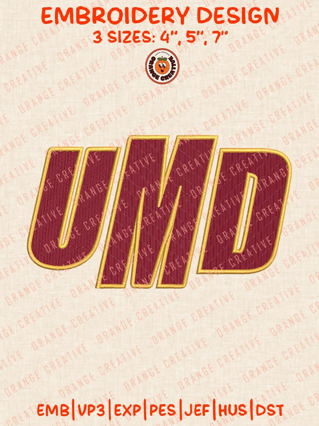 UMD Embroidery Design, NCAA Minnesota Duluth Bulldogs Team Logo Embroidery Design, Machine Embroidery Design File, 4 Sizes, Custom Size, Digital Download