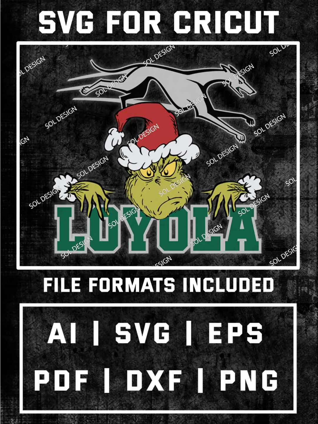 Grinch Loyola Maryland Greyhounds SVG, NCAA SVG Design, NCAA Loyola Maryland Greyhounds SVG, NCAA Greyhounds Cricut, Christmas Svg, Grinch svg, Digital Download