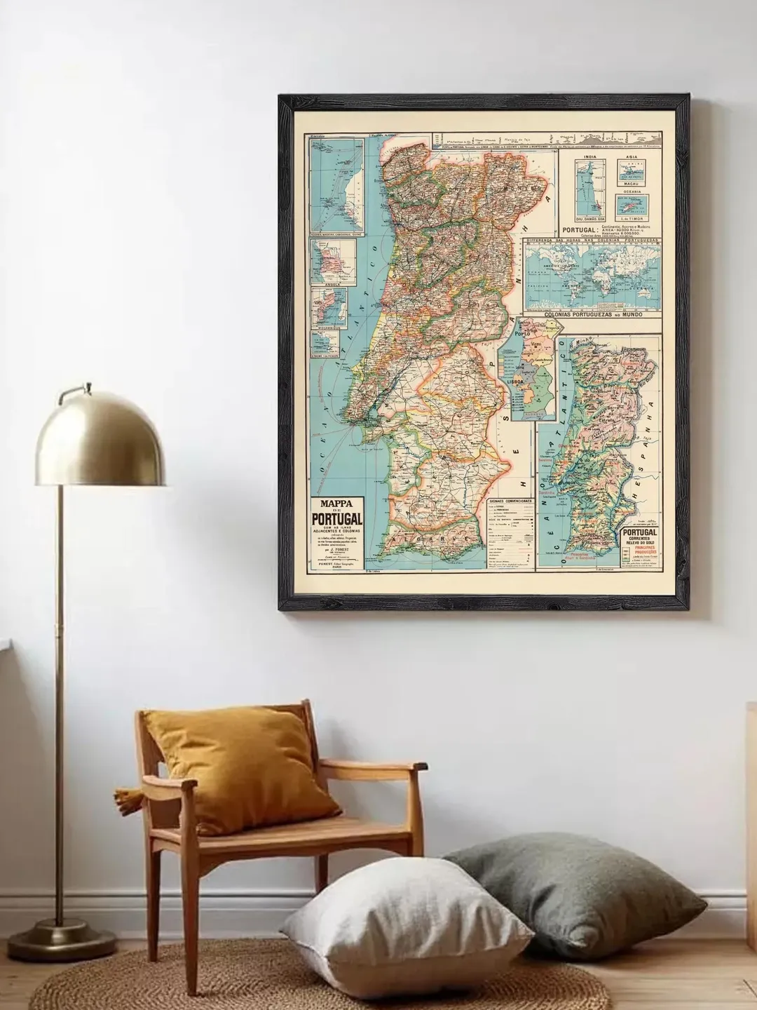 Old Map of Portugal 1929 Mapa de Portugal Portuguese Map Vintage Map Portugal | Wall Map Print