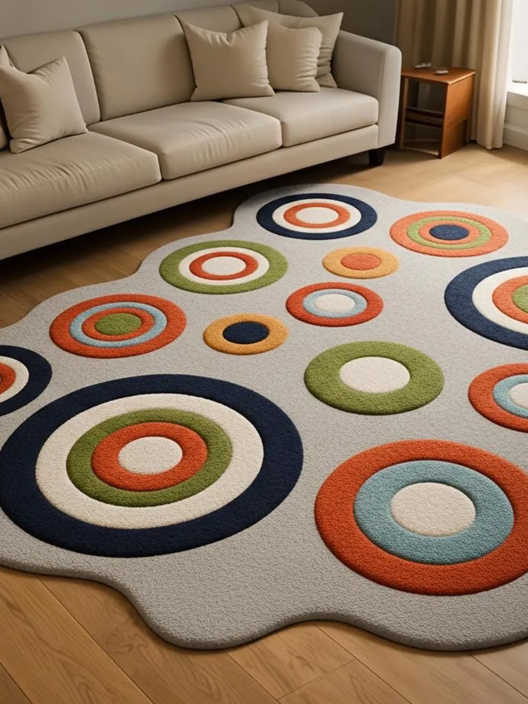 Modern Multicolor Concentric Circle Area Rug for Living Room , Bedroom ...