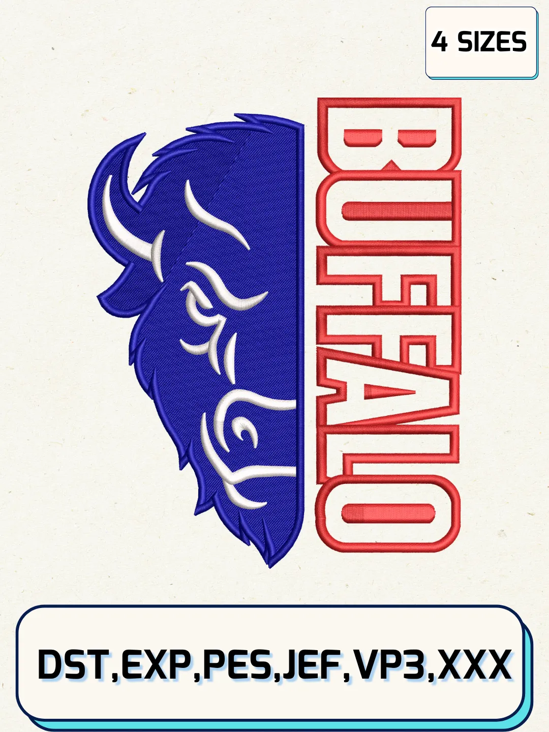 Buffalo Football Skyline Embroidery Design Files, NFL Logos Embroidery Designs, Machine Embroidery Files, 4 Sizes