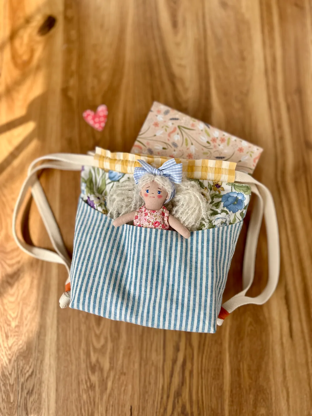 Simple Rucksack Pattern 25х25 cm RUCKSACK with a pocket step-by step photo SEWING PATTERN and a ...