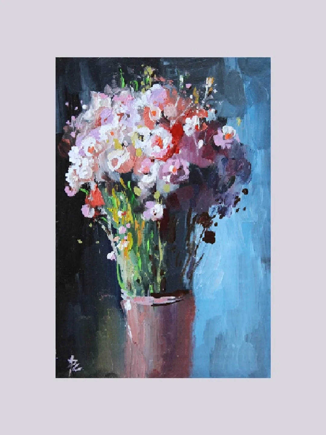 Bouquet of flowers. Oil painting. Original