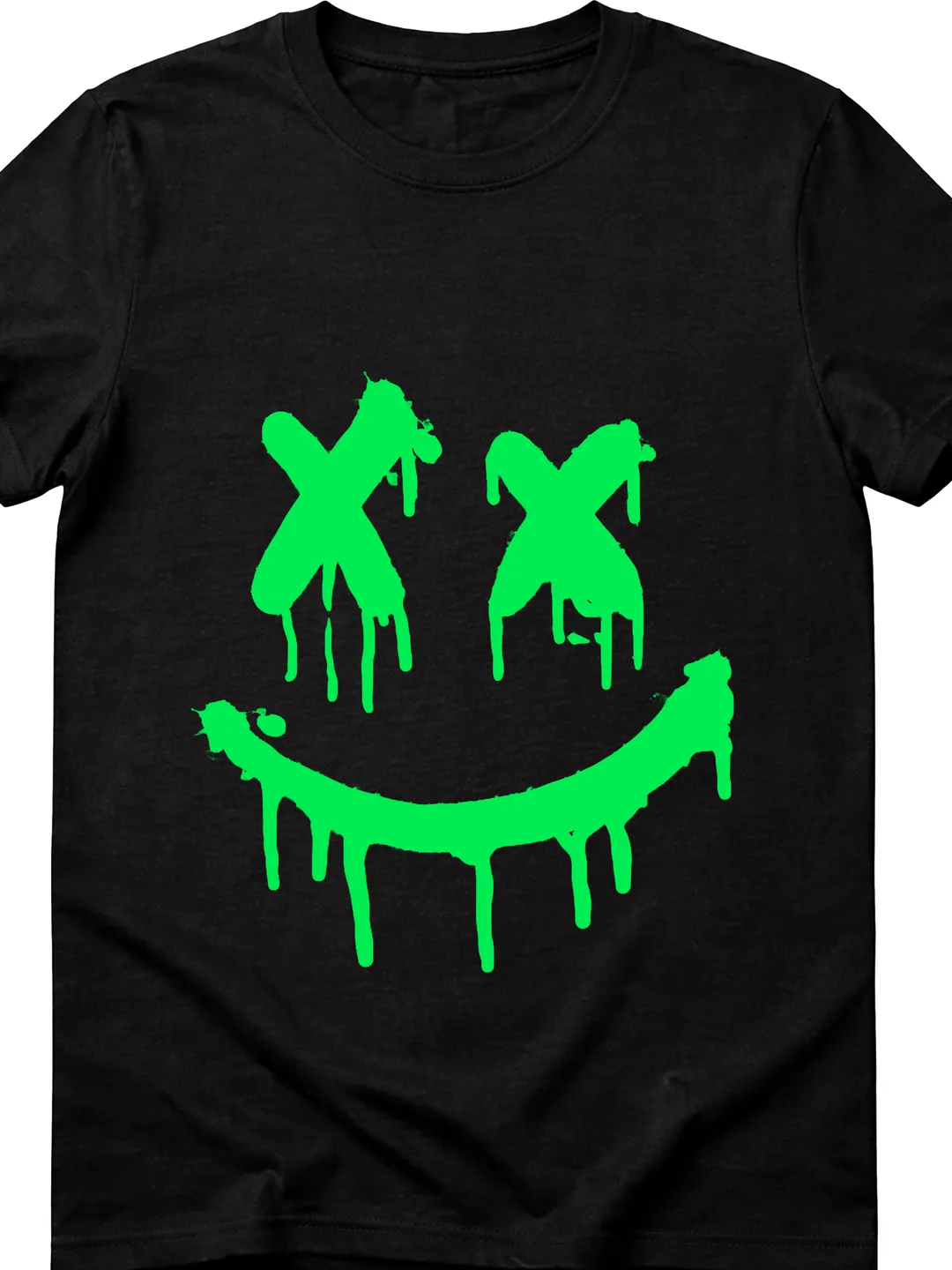 T-Shirt Design Camiseta Cara Sonriente Smiley Graffiti Grunge Urbano Negro Verde T-Shirt | Streetwear Tee