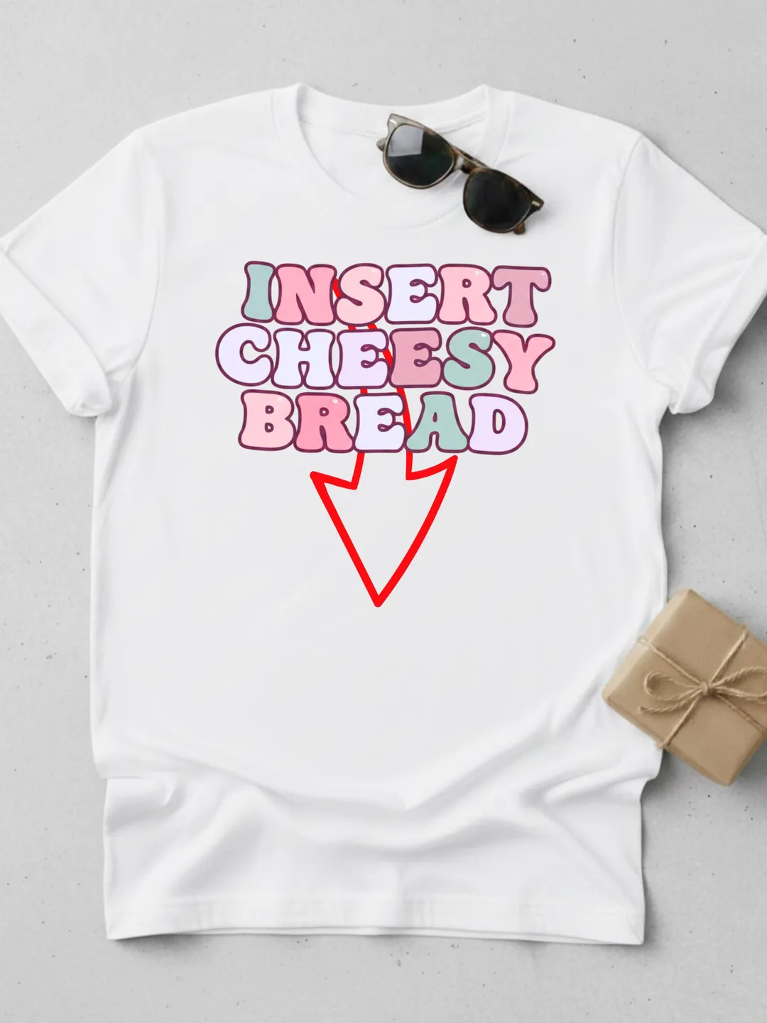 Insert Cheesy Bread Shirt, Funny Pizza Meme Tee, Retro Foodie Gift for Him Her, Hungry Arrow Graphic Tshirt, 90s Aesthetic Top