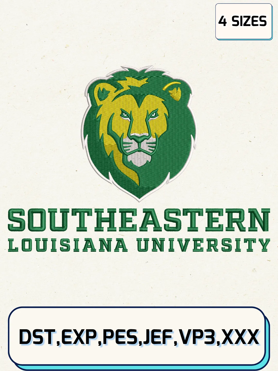 Southeastern Louisiana Lions Logos Embroidery Design Files, NCAA Logos Embroidery Designs, Machine Embroidery Files, 4 Sizes