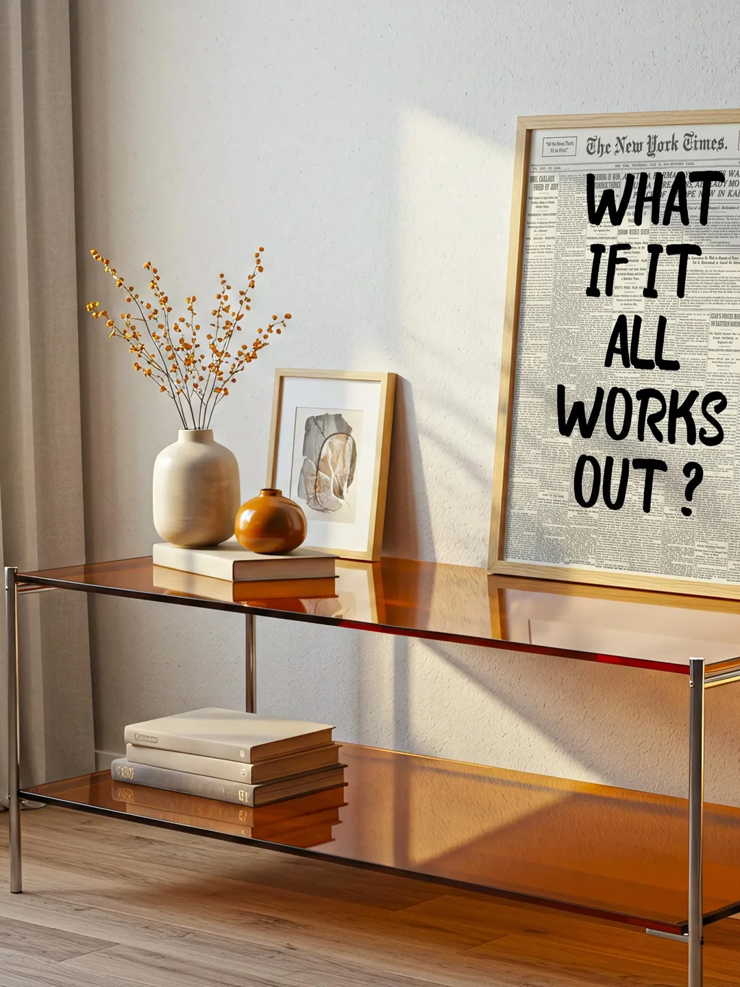 Motivational Quote Print: What If It All Works Out, Vintage Newspaper (Digital Download)