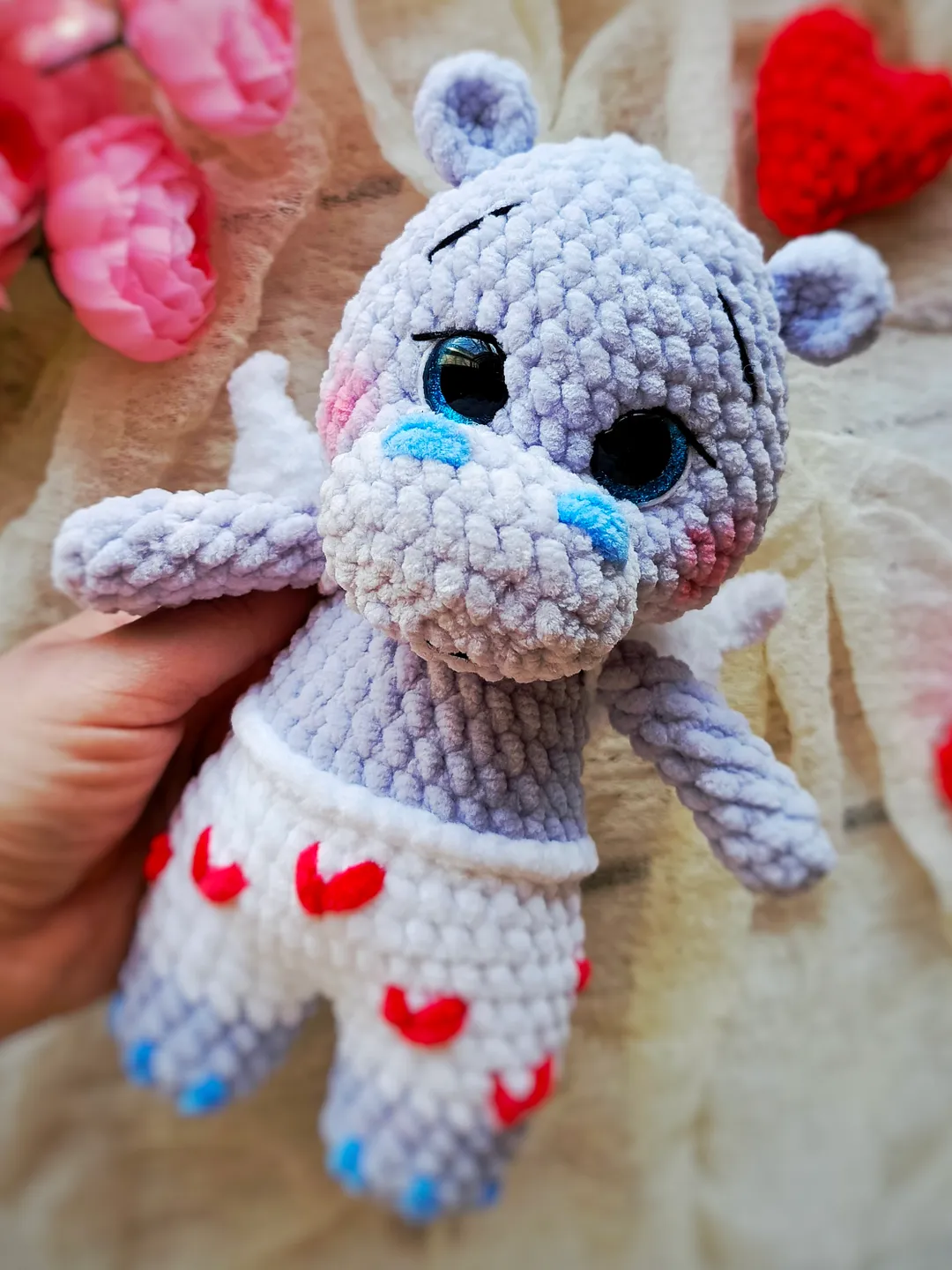 Hippo Crochet Pattern,
amigurumi hippo,
low sew crochet pattern, animal amigurumi