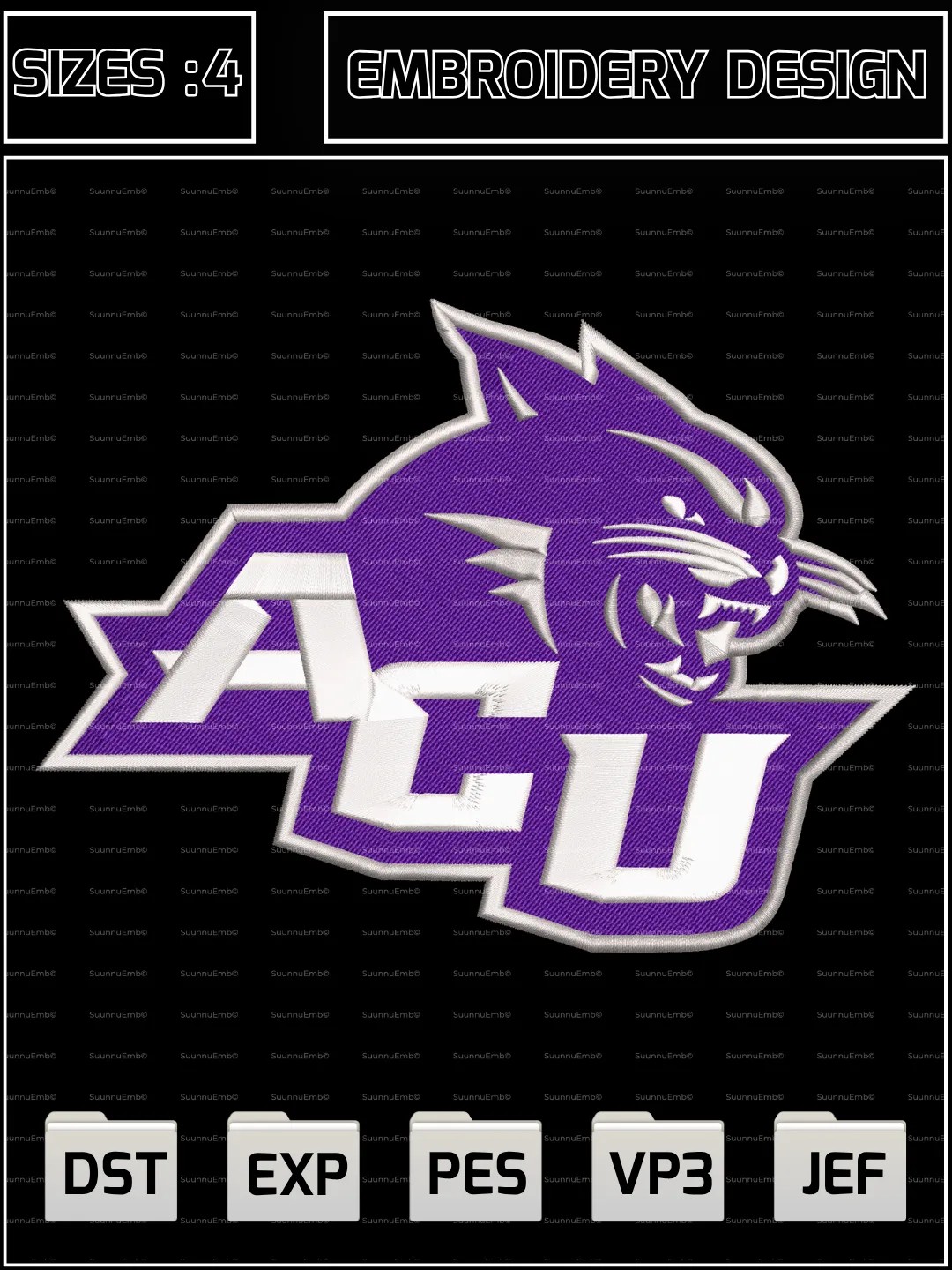 NCAA ACU Wildcats Logo Embroidery Files, Abilene Christian Wildcats ...