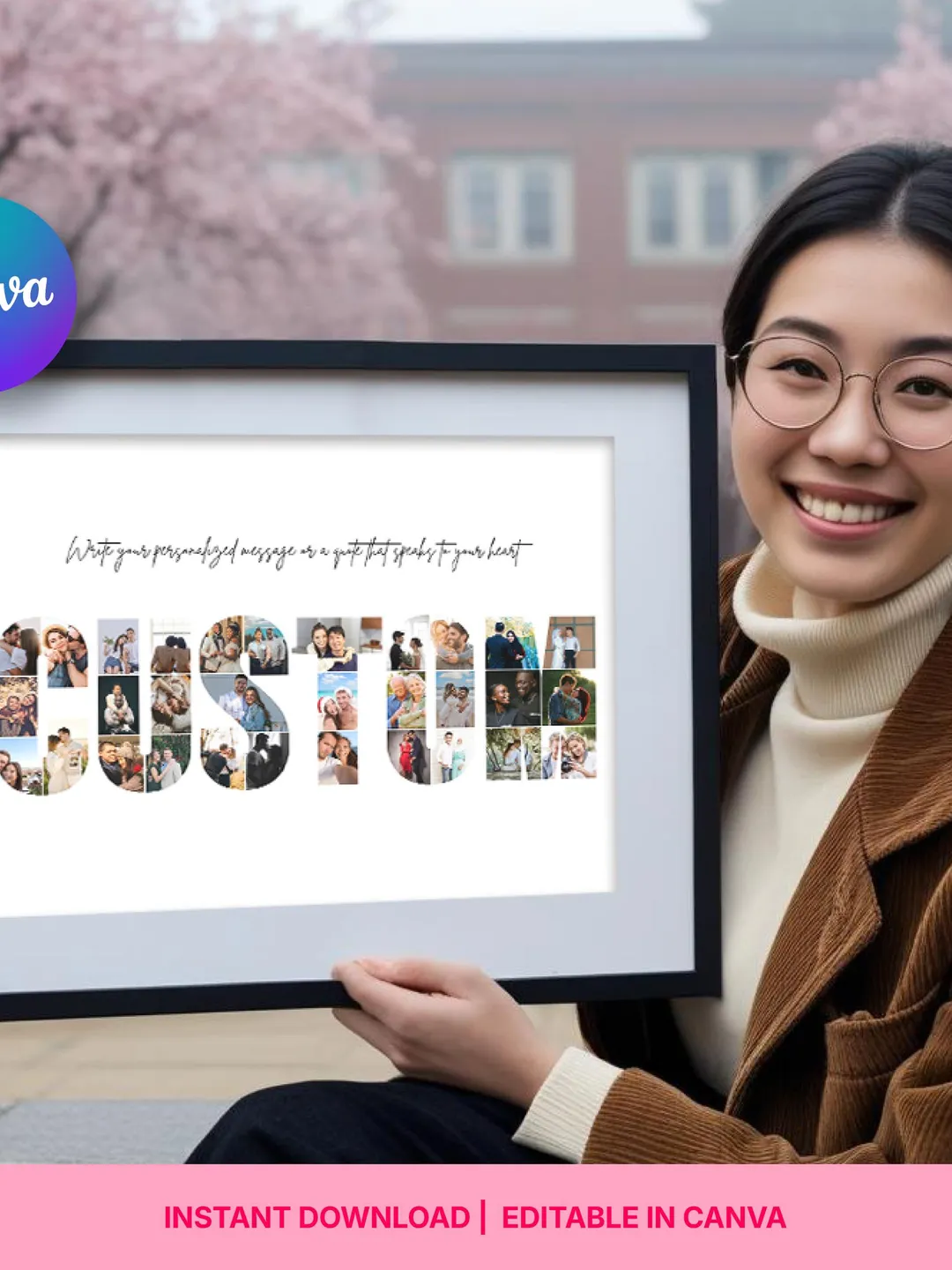 Personalized Custom Name Frame | Photo Collage Canva Temp | Editable ...