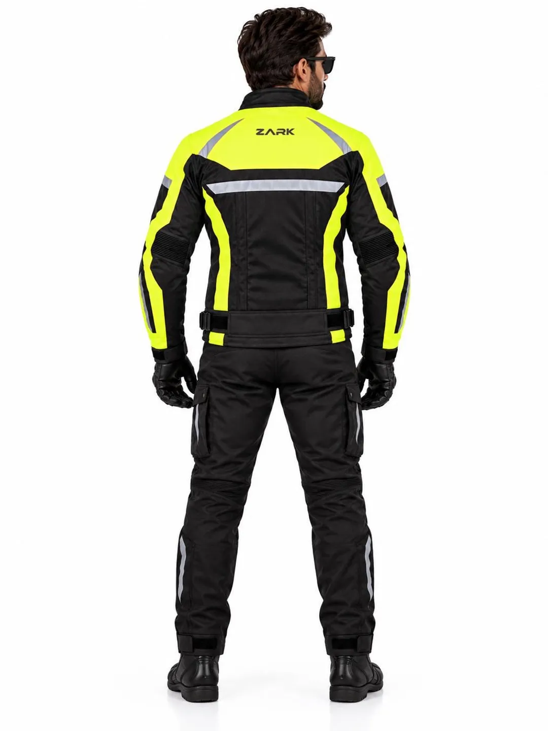 ZARK Men's Hi Vis Motorcycle Jacket, Neon Yellow Textile Riding