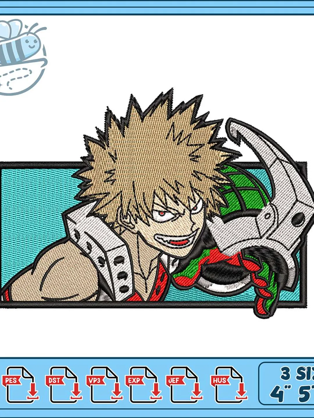 Bakugo Embroidery Design, My Hero Academia Machine Embroidery File, Anime Patch, MHA Katsuki Bakugou Panel Art