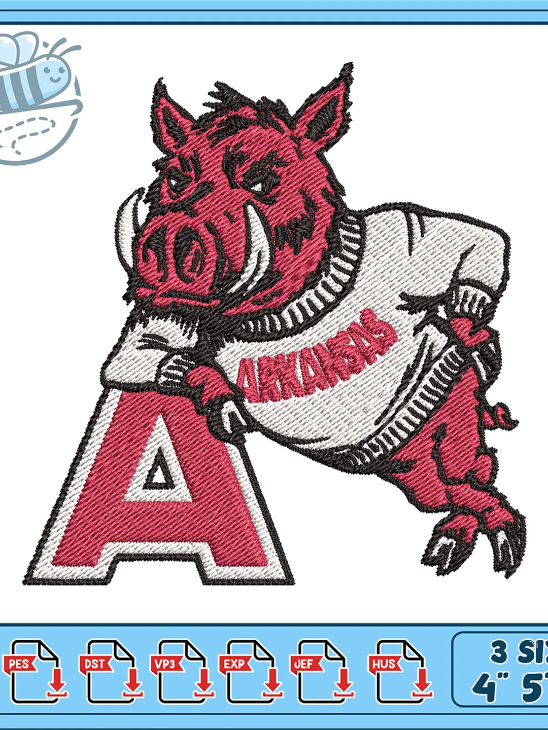 Embroidered Arkansas Razorbacks Arkansas Razorback Mascot Embroidery Design, Vintage Hog Letter A ...