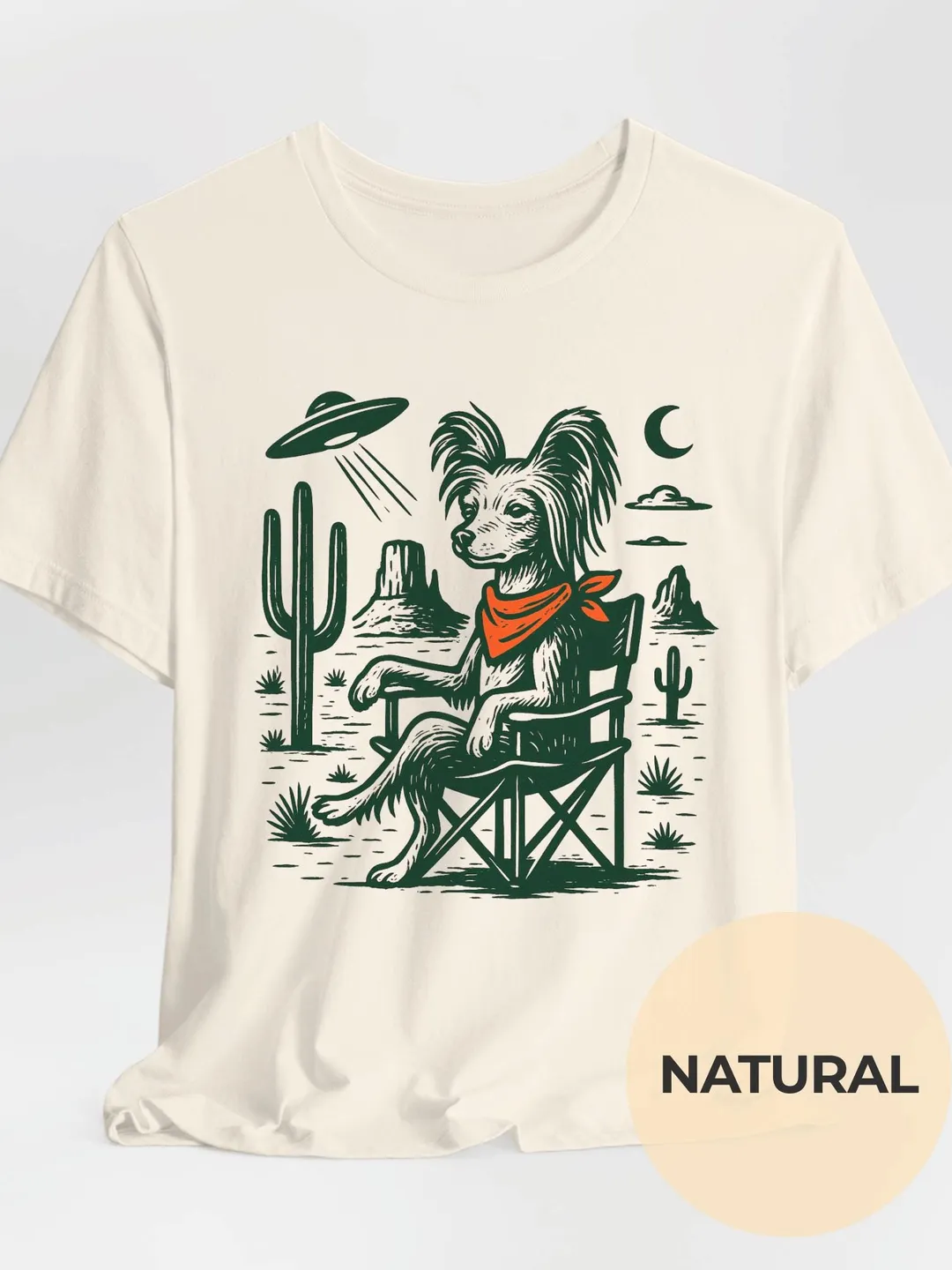 Chinese Crested T-Shirt: Western UFO Dog Graphic Tee