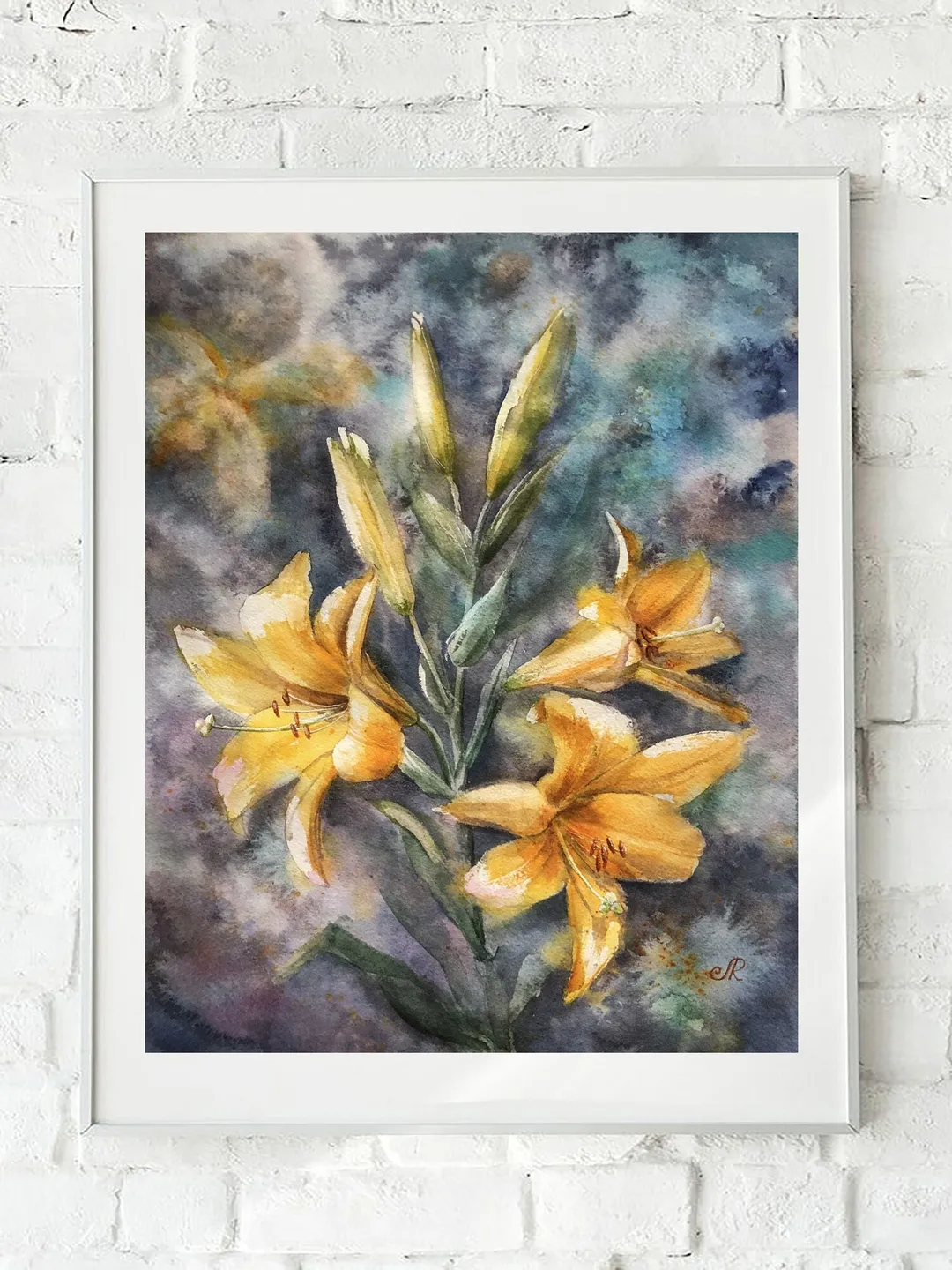 Lily Painting Flowers Original Watercolor Artwork