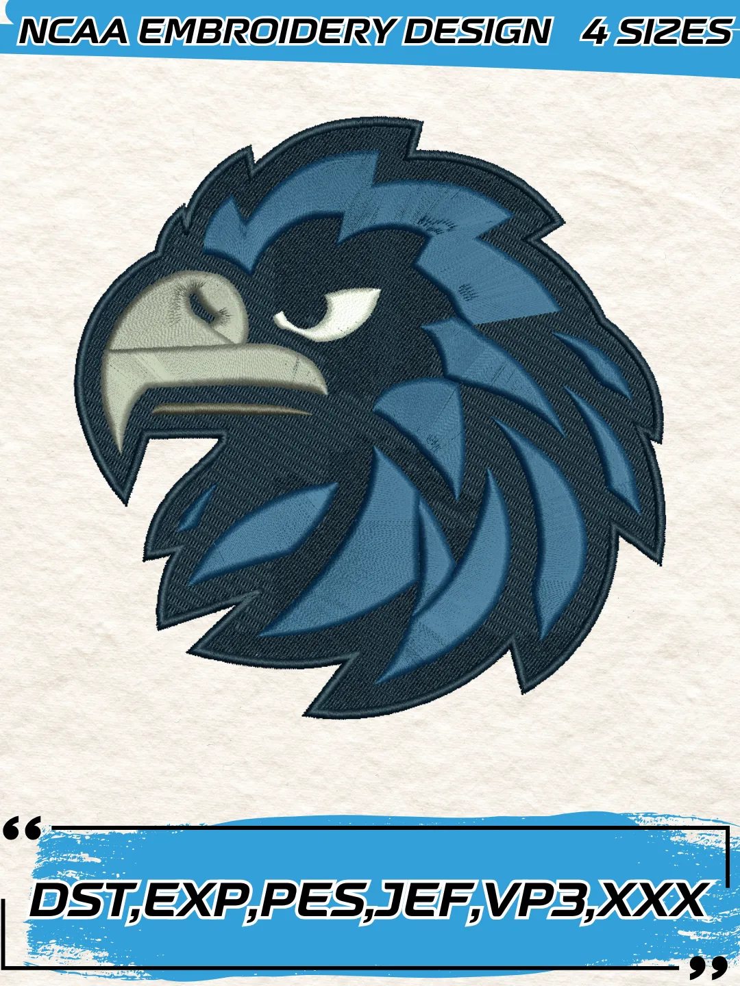 Monmouth Hawks Logo Embroidery Design,NCAA Logo Embroidery Design,Machine Embroidery Design File,4 Sizes, Digital Download