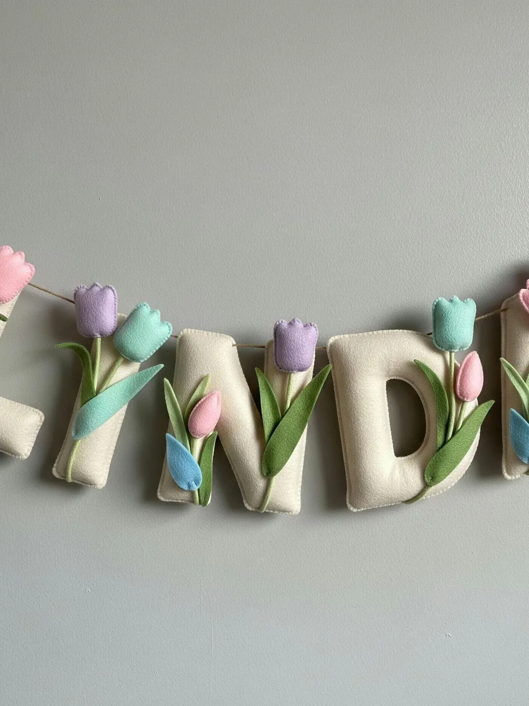 Custom Name Garland , Flowers Custom Name Decor, Felt Name, Felt