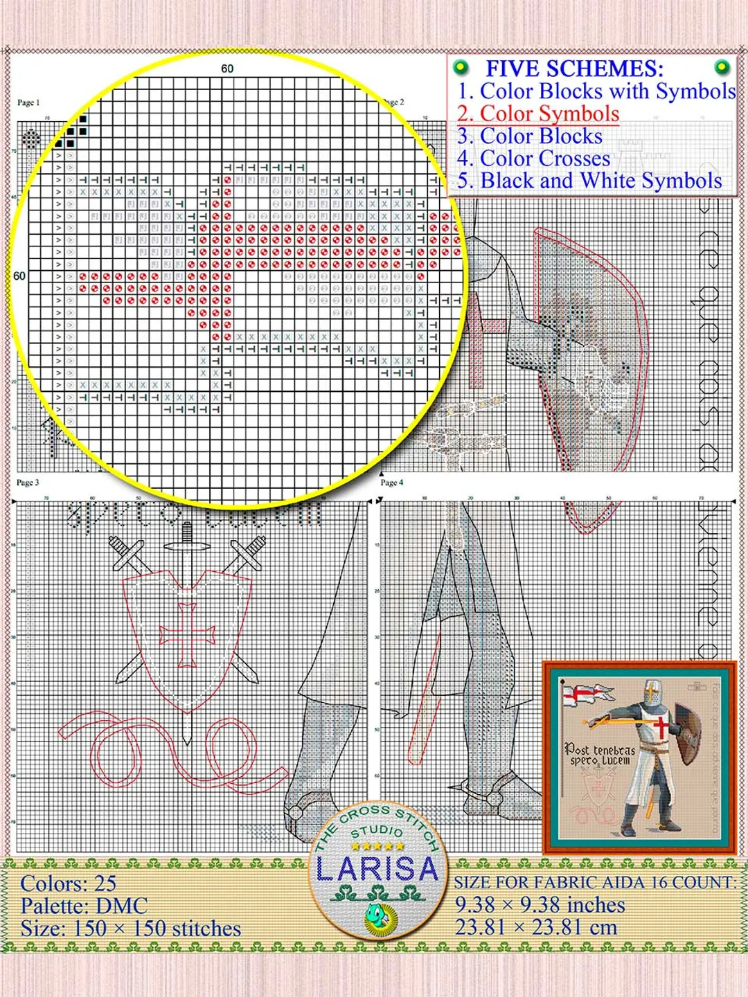 Knight Cross Stitch Pattern | Crusader | Medieval Knight