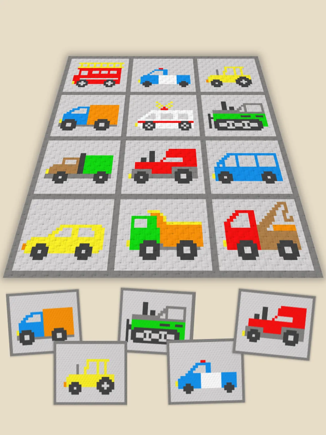 Crochet C2C Cars Collection graphgan blanket pattern PDF
