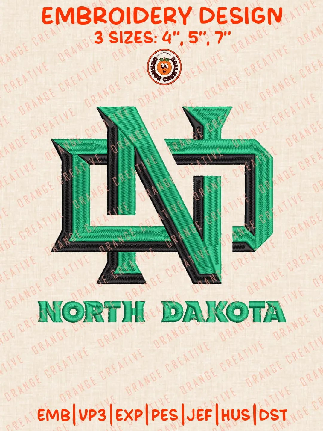 North Dakota Fighting Hawks Logo Embroidery Design Files, NCAA Logos Embroidery Designs, NCAA Machine Embroidery Files, 3 Sizes, Custom Sizes, Instant Download