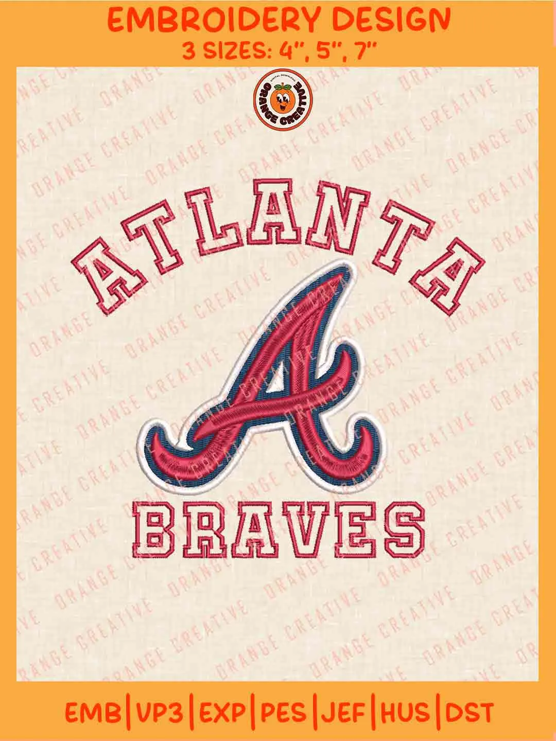 MLB Atlanta Braves Team Name Logo Embroidery Files, MLB Braves Team Embroidery Designs, Baseball Team Team Machine Embroidery Files, MLB Machine Embroidery, Digital Download