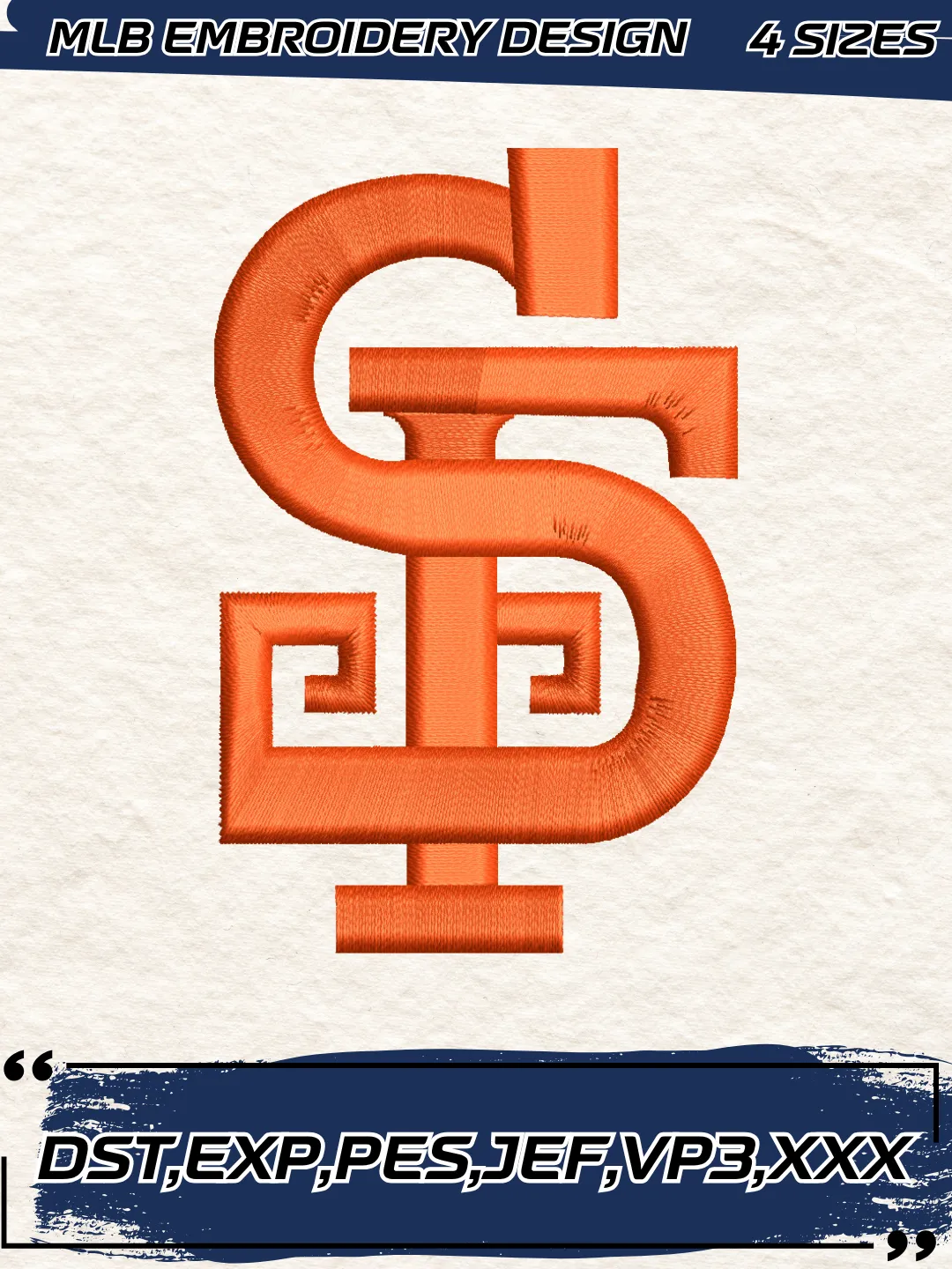 Giants Baseball Embroidery Design - Cap Logo - Machine Embroidery File
