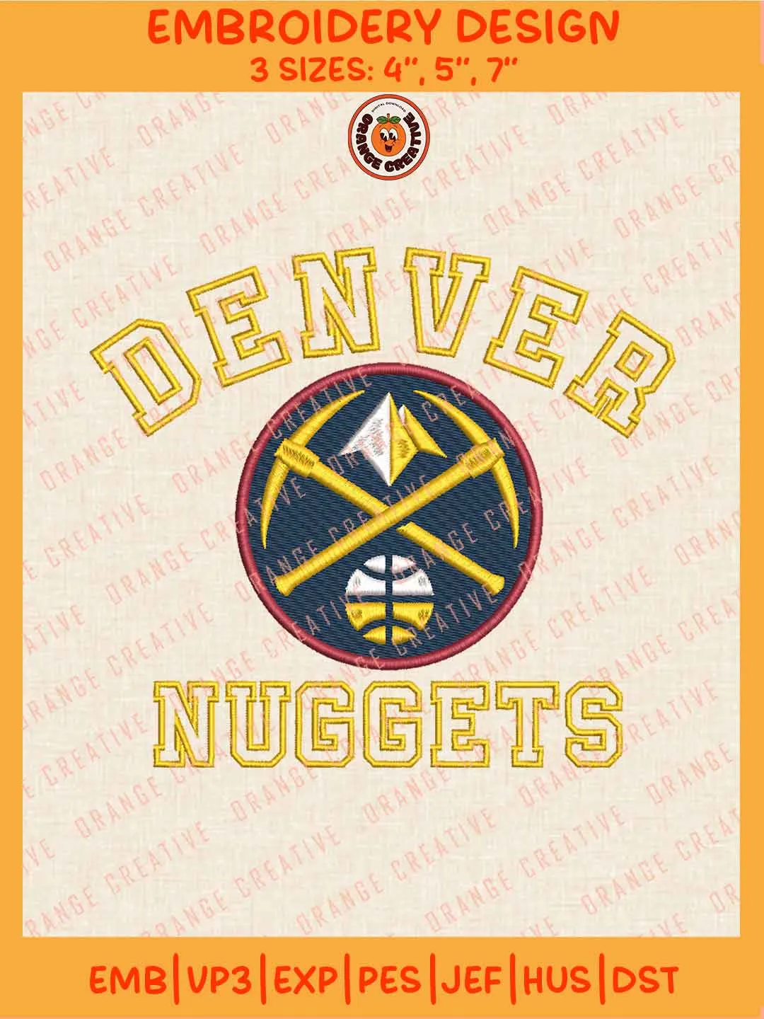 NBA Denver Nuggets Team Logo Embroidery Files, Denver Nuggets Basketball Team Embroidery Designs, NBA Nuggets Machine Embroidery Files, NBA Basketball Team Machine Embroidery, Digital Download