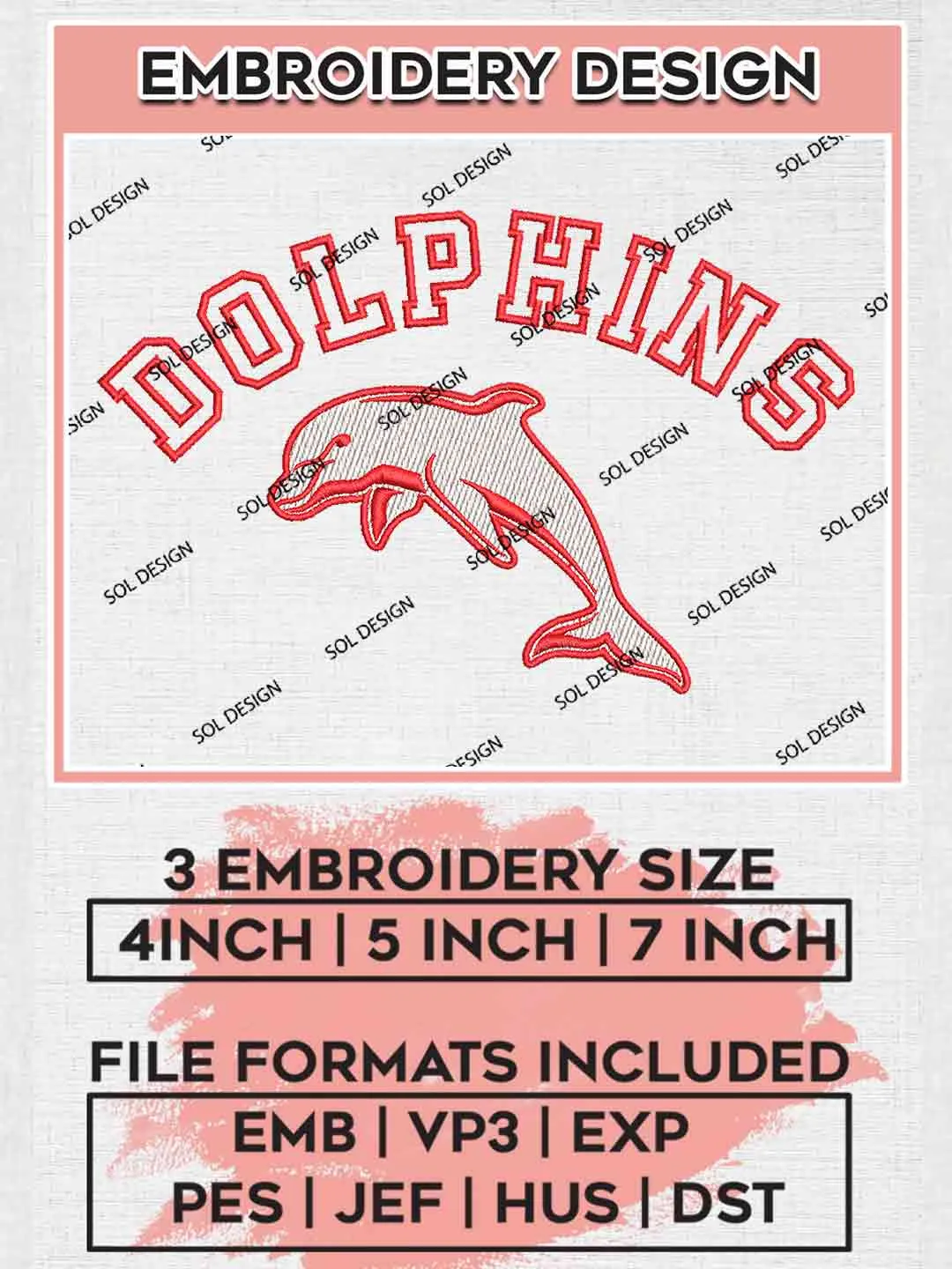 NRL Redcliffe Dolphins machine Embroidery Design, National Rugby League Logo, Redcliffe Dolphins Logos Embroidery Design,NRL Machine Embroidery Digitized Pes File,3 Sizes, Instant Download