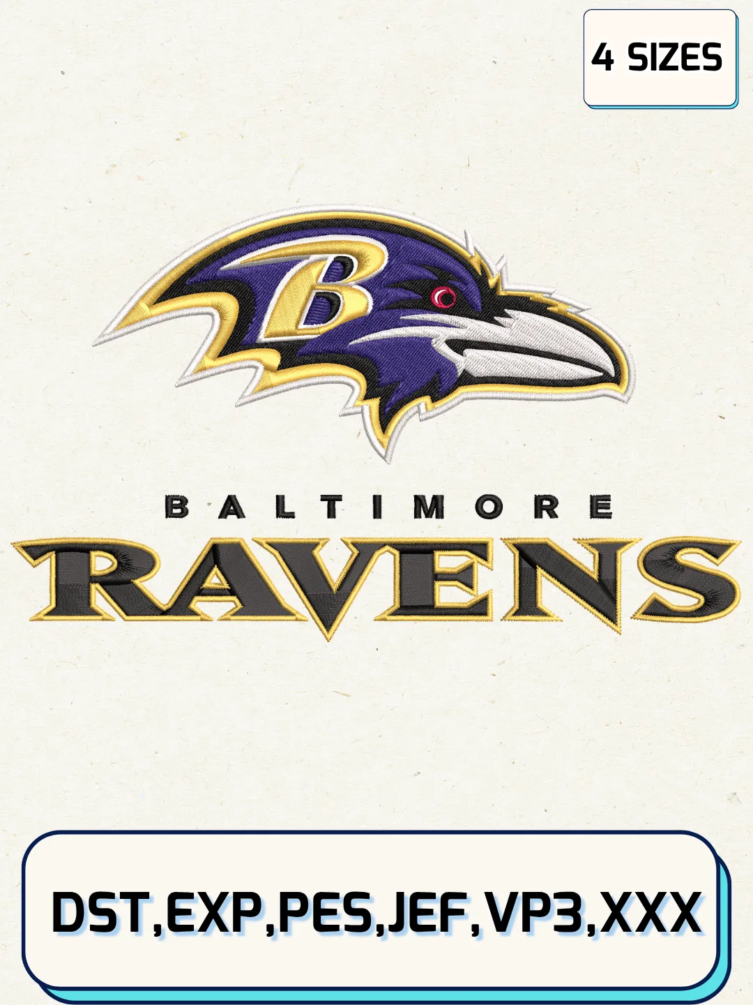 Baltimore Ravens Wordmark Logo Embroidery Design Files,NFL Logo ...