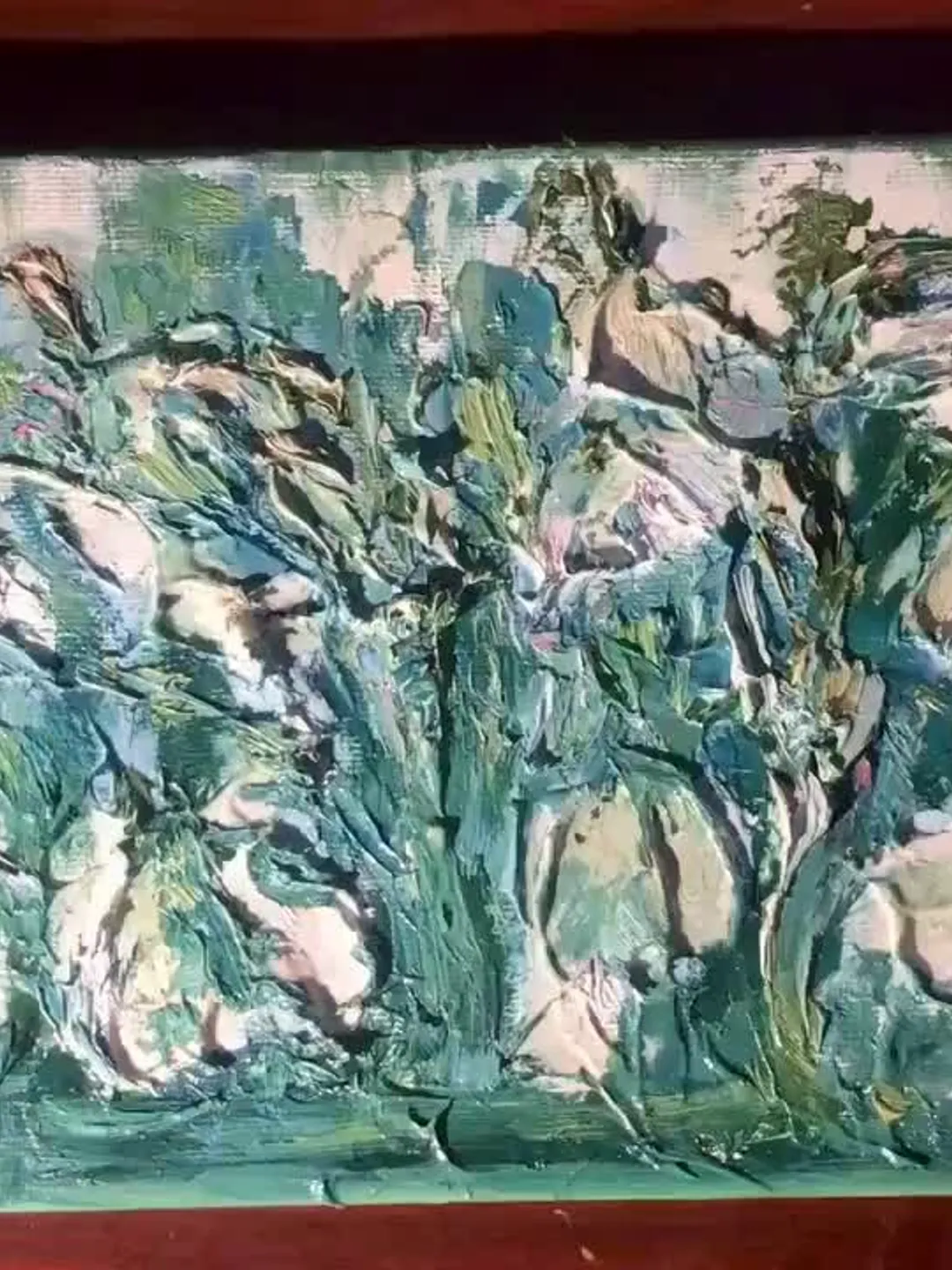 Abstract snowdrops original oil impasto style painting on canvas ...