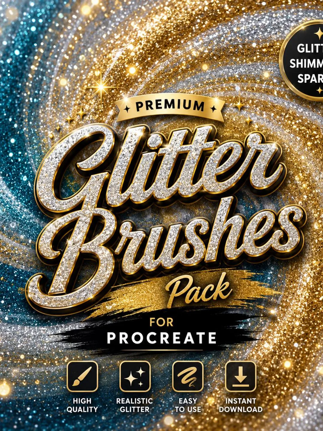 Glitter Brushes Pack For Procreate | Realistic Sparkle, Shimmer Effects (Digital Download)