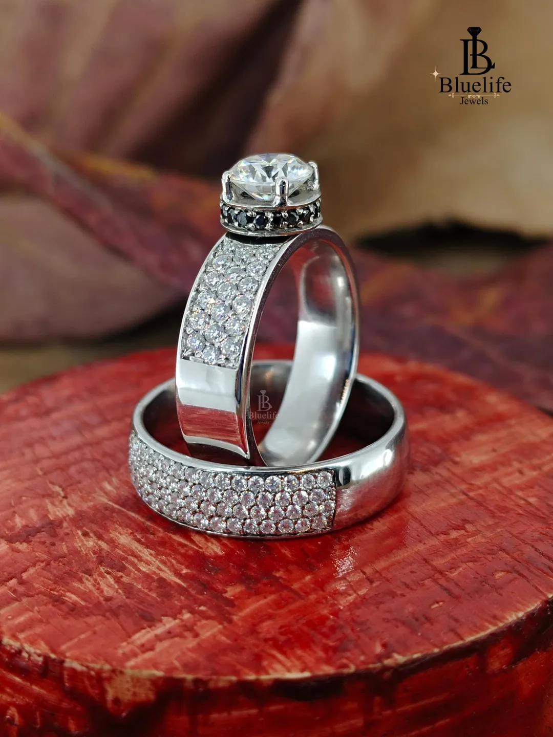 1 CT Solitaire Moissanite Ring Set, Stainless Steel Engagement Ring ...