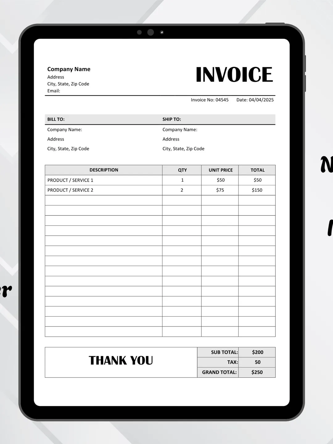 Editable Invoice Template: Word, Excel, Google Docs with Auto Billing ...