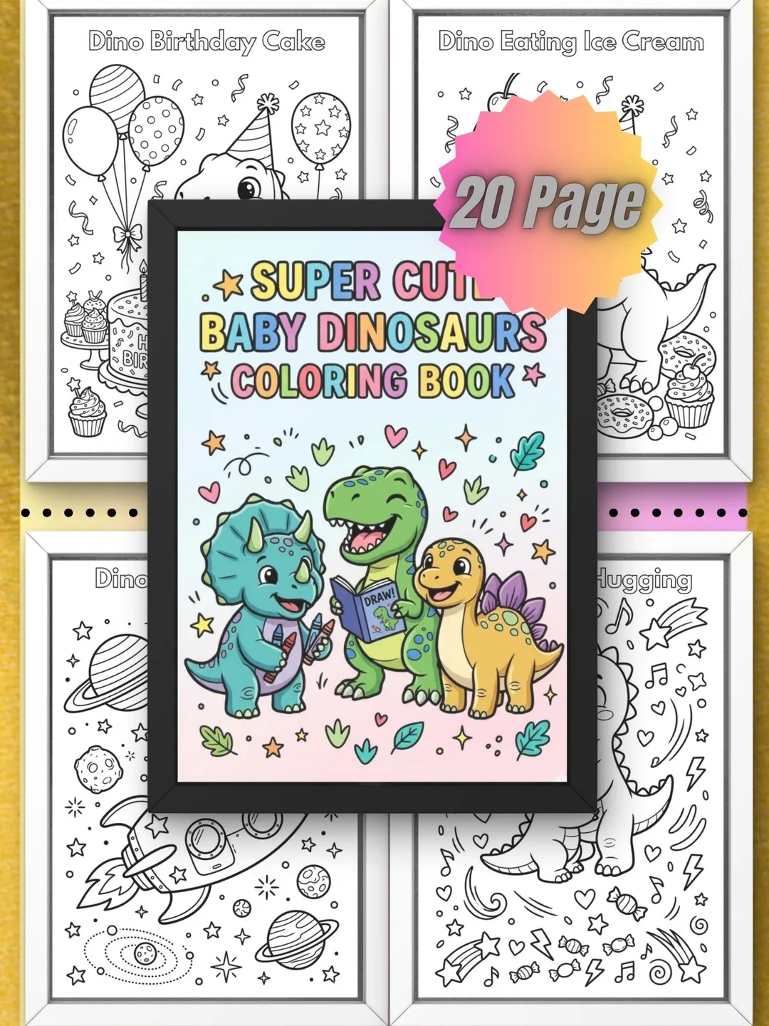Super Cute Baby Dinosaur Coloring Book for Kids Ages 3–8 | 20 Fun Dino ...