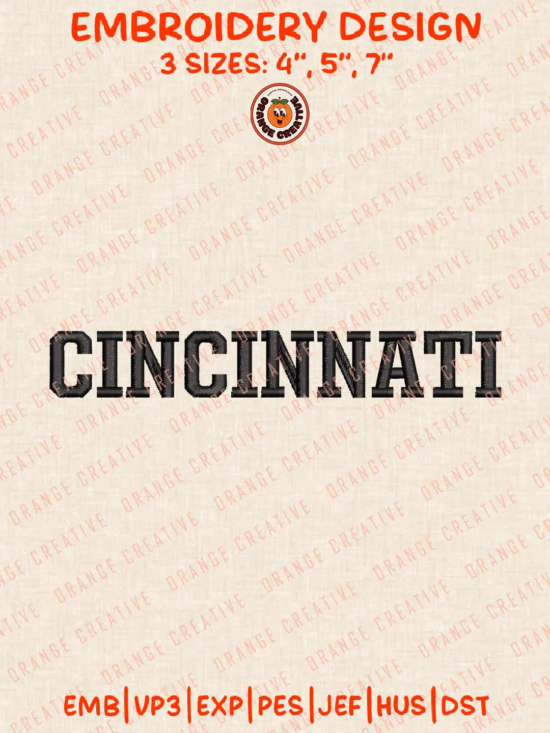 NCAA Cincinnati Text Embroidery Design, NCAA Cincinnati Bearcats Team Embroidery Design, Machine Embroidery Design File, 4 Sizes, Custom Size, Digital Download